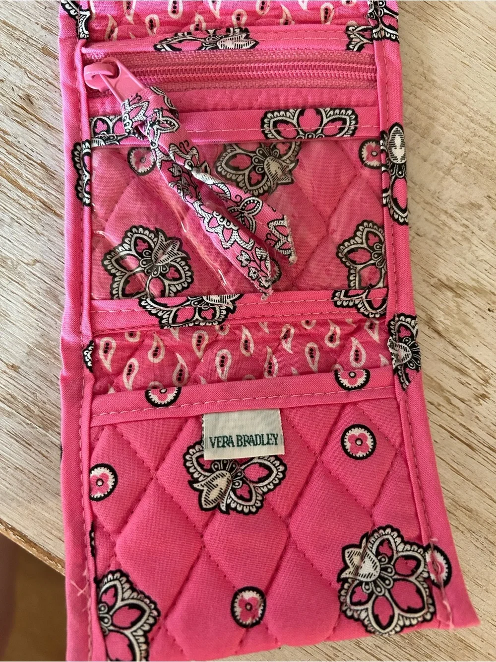 Vera Bradley Pink Quilted Floral Trifold Card Holder